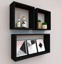 Ver imagem 2 de Kit com 3 Nichos Decoração para Quarto Preto Retangular