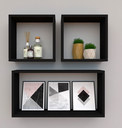 Ver imagem 1 de Kit com 3 Nichos Decoração para Quarto Preto Retangular
