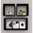 Ver imagem 1 de Kit com 3 Nichos Decoração para Quarto Preto Retangular