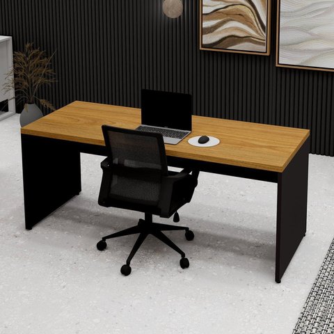 Mesa Escrivaninha Escritório Home Office 180x70cm com Pés Painel 100% MDF Corporate
