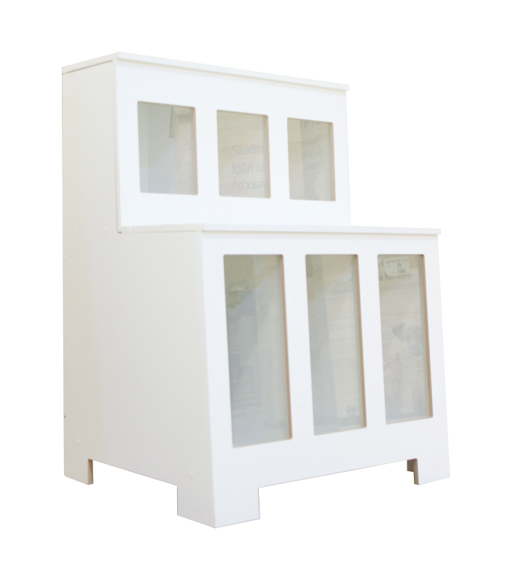 Expositor Dispenser de Ração Pet Box 6 Divisões com Vidro Mdf - Branco - Cód.506