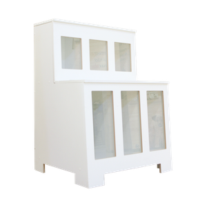 Expositor Dispenser de Ração Pet Box 6 Divisões com Vidro Mdf - Branco - Cód.506