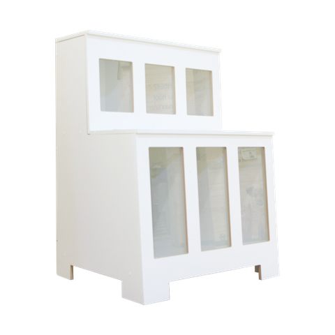 Expositor Dispenser de Ração Pet Box 6 Divisões com Vidro Mdf - Branco - Cód.506