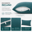 Ver imagem 4 de Almofada Baguete Bouclé Turquesa 60x30 cm Decorativa para Sofá, Cama, Poltrona e Quarto