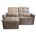 Ver imagem 2 de Sofá Retrátil/Reclinável Suzye 2,30 Suede Bege Sala/Recepção