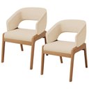 Ver imagem 1 de Kit 02 Cadeiras de Jantar e Estar Living Estofada Lince L02 Linho Bege Escuro - Lyam Decor