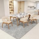 Ver imagem 2 de Kit 02 Cadeiras de Jantar e Estar Living Estofada Lince L02 Linho Bege Escuro - Lyam Decor