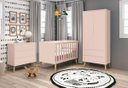 Ver imagem 1 de Jogo de Quarto para Bebê Completo 2 Portas Théo New Rosa Fosco com Natural - Reller