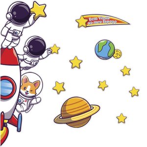 Adesivo de Porta Decorativo Infantil Astronauta Bem Vindo