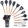 Jogo Utensílios de Cozinha Silicone Premium Cabo de Madeira 12 Peças Utilika Distribuidora® ( - 6