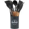 Jogo Utensílios de Cozinha Silicone Premium Cabo de Madeira 12 Peças Utilika Distribuidora® ( - 9