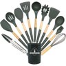 Jogo Utensílios de Cozinha Silicone Premium Cabo de Madeira 12 Peças Utilika Distribuidora® ( - 1