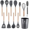 Jogo Utensílios de Cozinha Silicone Premium Cabo de Madeira 12 Peças Utilika Distribuidora® ( - 5