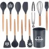 Jogo Utensílios de Cozinha Silicone Premium Cabo de Madeira 12 Peças Utilika Distribuidora® ( - 8