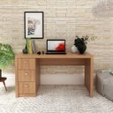 Ver imagem 1 de Mesa Escrivaninha com 3 Gavetas para Escritório 74x136 Cm Me4102 Amêndoa