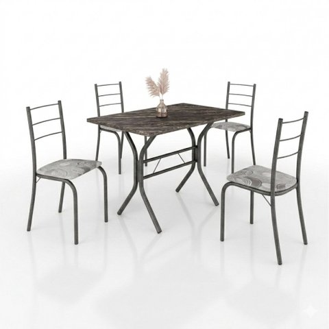 Conjunto Mesa de Jantar Teixeira Maricá Plus com 4 Cadeiras Grafite Paraopeba