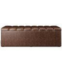 Ver imagem 3 de Kit Cabeceira Cama Box Queen 160cm Calçadeira Baú Dália W01 Couríssimo Marrom - Lyam