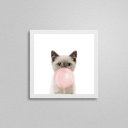Ver imagem 2 de Quadro Quadrado Gatinho Bola Chiclete 20x20cm:Madeira branca