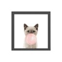 Ver imagem 1 de Quadro Quadrado Gatinho Bola Chiclete 20x20cm:Madeira branca