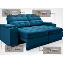 Ver imagem 4 de Sofá com Porta Copos e Carregador USB Eureka 1,70m Assento Retrátil e Reclinável Velosuede