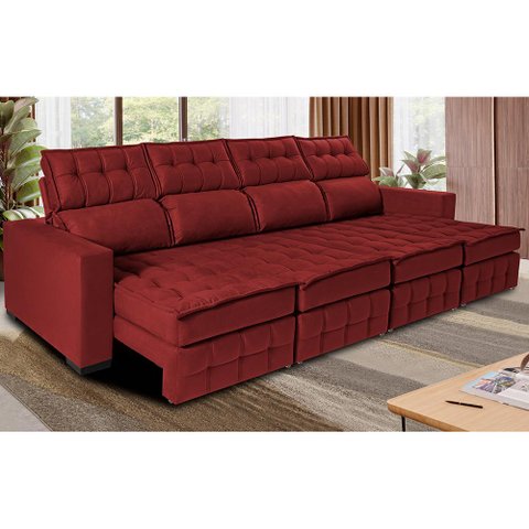 Sofá Retrátil e Reclinável 3.20m Molas Ensacadas e Costura Tripla Cama inBox Nobre Suede