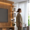 Ver imagem 3 de Estante para TV Home Theater 75" 100% MDF 254cm 5 Prateleiras Cristaleira Vidro Reflecta LED Canella