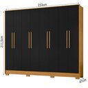 Ver imagem 3 de Guarda Roupa Casal Fortaleza 8 Portas 4 Gavetas Carvalho Americano Preto Tx - Incorplac