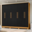Ver imagem 4 de Guarda Roupa Casal Fortaleza 8 Portas 4 Gavetas Carvalho Americano Preto Tx - Incorplac