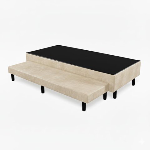Base Cama Box Solteiro com Cama Auxiliar Conjugada:suede Duna/solteiro