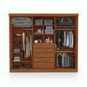 Ver imagem 2 de Roupeiro Guarda Roupa Casal Imola 3 Portas de Correr 5 Gavetas Carvalho-Mani 100% MDF com Espelho