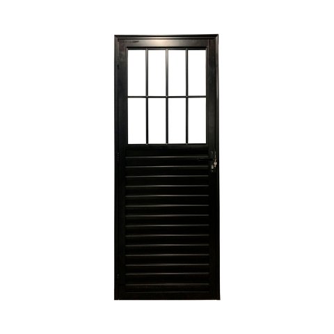 Porta Social Alumínio Preto Lado Direito 210x80 Linha 25 Esmeralda