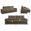 Ver imagem 2 de Sofá Retrátil e Reclinável 3 Lugares 2,10m com Molas Milena Suede Cappuccino Rover & Beato