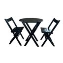 Ver imagem 1 de Mesa Madeira Redonda 68cm Diametro Dobravel com 2 Cadeiras Preto / Liso