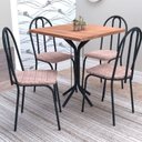 Ver imagem 1 de Conjunto Sala de Jantar Mesa Tampo de BP Quadrada com 4 Cadeiras Thais 