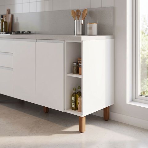 Balcão para Cozinha Modulada 20cm Nicho e 1 Prateleira Mdf Cor:branco