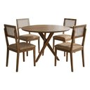 Ver imagem 1 de Mesa de Jantar Redonda Cacau com 4 Cadeiras Estofadas Encanto Corino Kaki Ornar