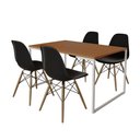 Ver imagem 6 de Mesa Industrial Base Ferro Branco Tampo 137X90 Canela 4 Cadeiras Madeira Assento Preto Marrom