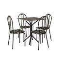 Ver imagem 2 de Conjunto Sala de Jantar 1 Mesa Tampo Granito Quadrado 4 Cadeiras Thais Preto/Cromo/Flor