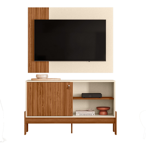 Rack e Painel Sala para Tv até 50 Polegadas Wood: Pérola Metalizado