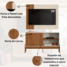 Rack e Painel Sala para Tv até 50 Polegadas Wood: Pérola Metalizado - 4