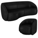Ver imagem 2 de Kit Sofá 4 Lugares Eron 318cm com Poltrona Giratória Angelina M03 Couríssimo Preto - Lyam Decor