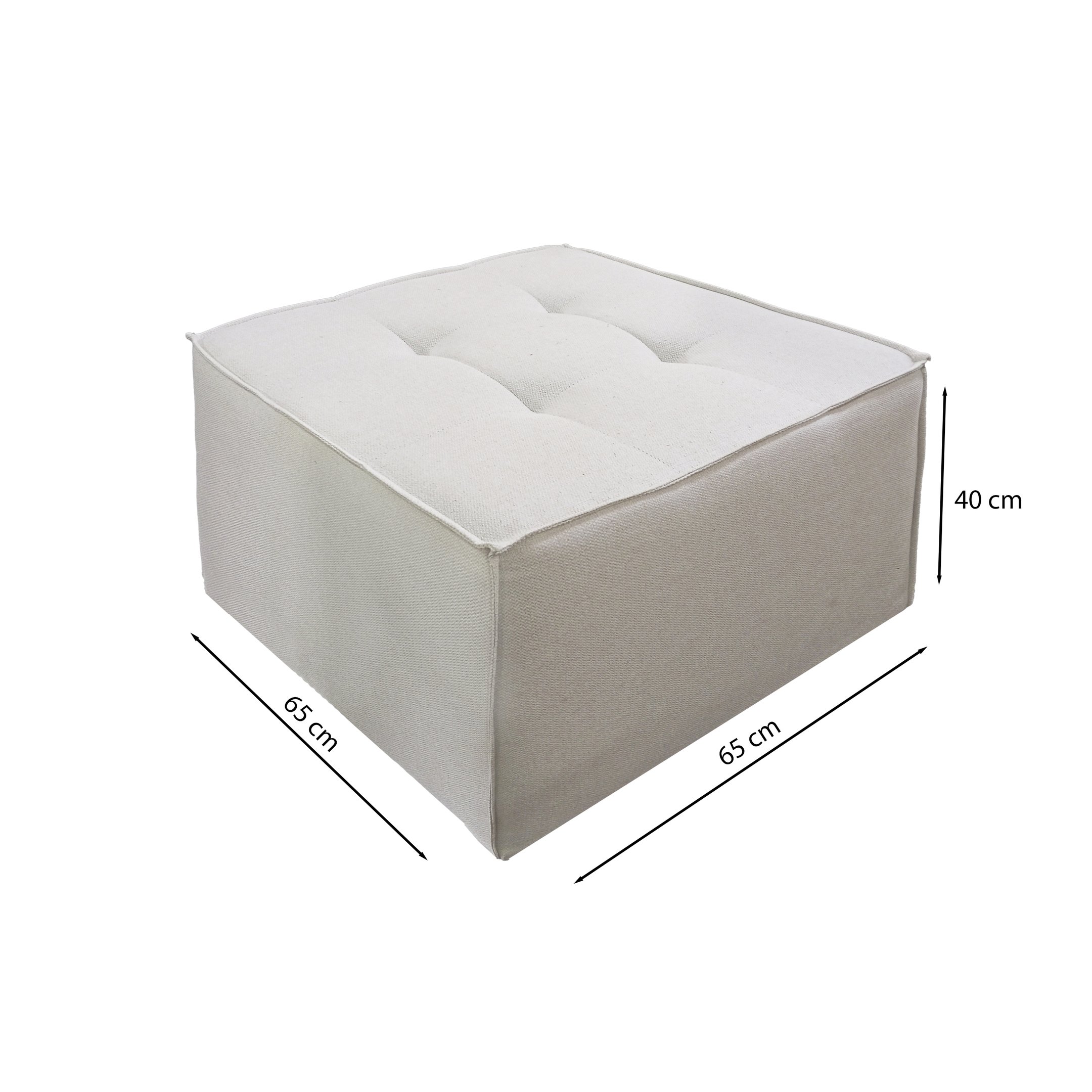 Puff Decorativo Quadrado 65x65 Linho Bege para Sala e Quarto Bz Decor - 4