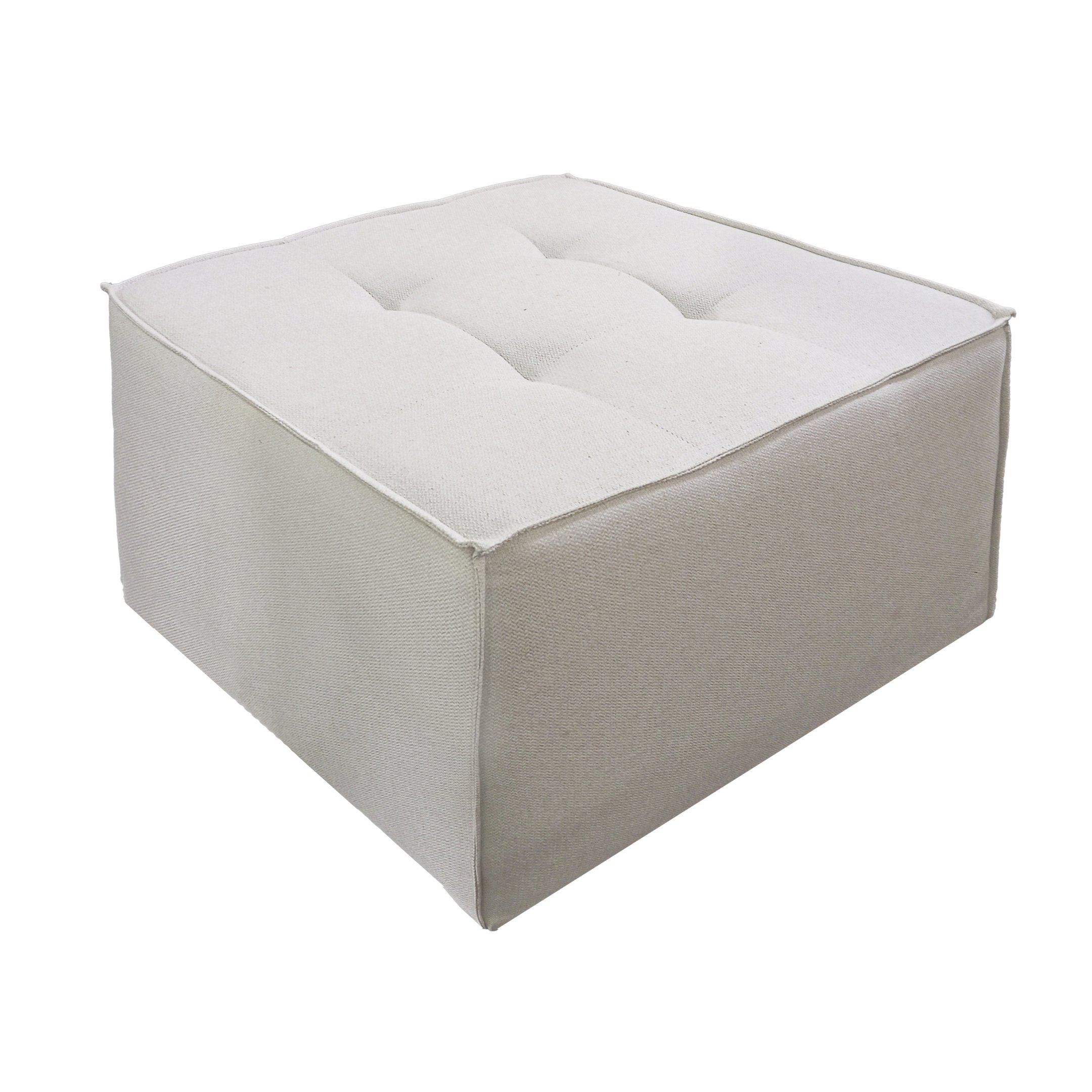 Puff Decorativo Quadrado 65x65 Linho Bege para Sala e Quarto Bz Decor