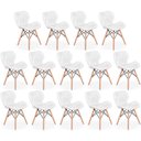 Ver imagem 1 de Kit 14 Cadeiras de Jantar Charles Eames Slim Wood Estofada - Branco