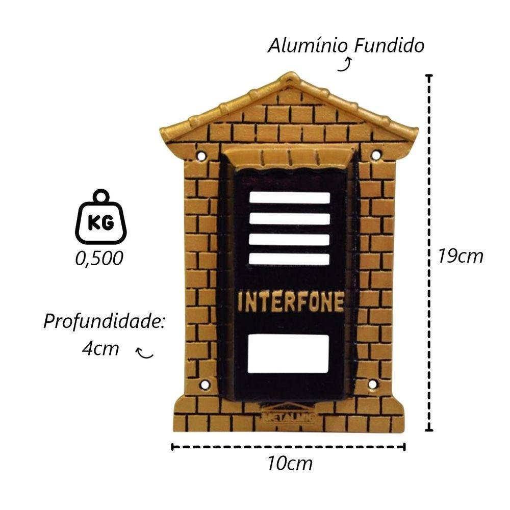 Protetor Interfone Colonial Alumínio Fundido Ouro 4x10x19cm - 2