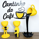 Ver imagem 1 de Kit Decorativo Cantinho do Café - Robert Plant Xícara Flutuante e Letreiro - Amarelo