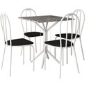 Ver imagem 2 de Conjunto Sala de Jantar Mesa Tampo de Granito Quadrada com 4 Cadeira Thais