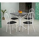 Ver imagem 1 de Conjunto Sala de Jantar Mesa Tampo de Granito Quadrada com 4 Cadeira Thais Branco/Preto