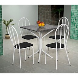Conjunto Sala de Jantar Mesa Tampo de Granito Quadrada com 4 Cadeira Thais - 1