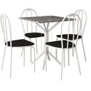 Ver imagem 2 de Conjunto Sala de Jantar Mesa Tampo de Granito Quadrada com 4 Cadeira Thais Branco/Preto